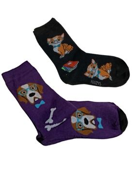 Cat and Dog socks - 2 pair - Birthday Gift - Animal Rescue